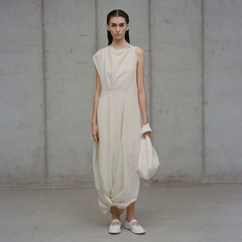 ZARA Womens Summer Backless Minimalist Asymmetric Knot Maxi Dress
